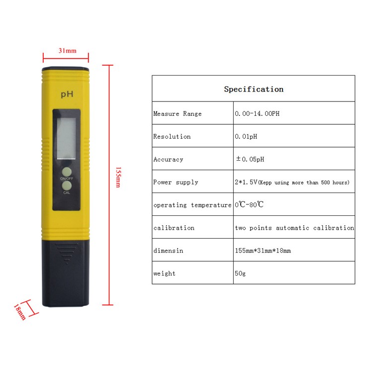 Portable 0.01 High Accuracy pH Meter Water Quality Tester with 0-14 pH Measurement Range-11