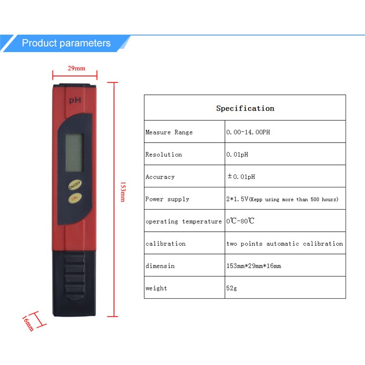 Portable 0.01 High Accuracy Digital pH Meter Water Quality Tester with 0-14 pH Measurement Range for Household Drinking Water, Hydroponics, Aquariums etc-8