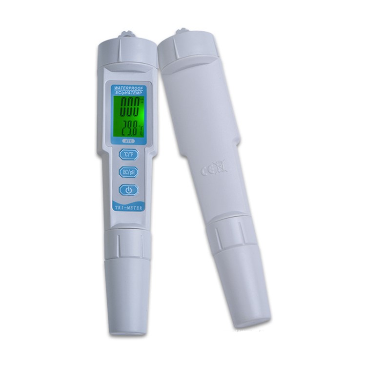 3-in-1 Portable PH/EC/TEMP Meter Trimeter Pen Type Water Quality Monitor Tester Detector - White-1