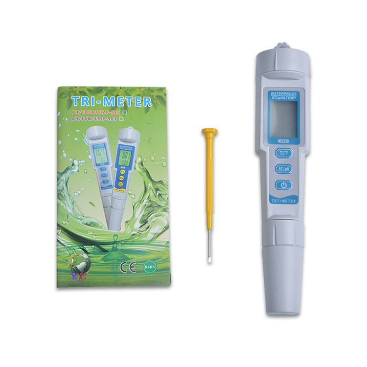 3-in-1 Portable PH/EC/TEMP Meter Trimeter Pen Type Water Quality Monitor Tester Detector - White-14