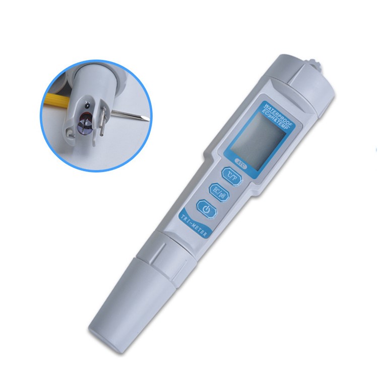 3-in-1 Portable PH/EC/TEMP Meter Trimeter Pen Type Water Quality Monitor Tester Detector - White-4