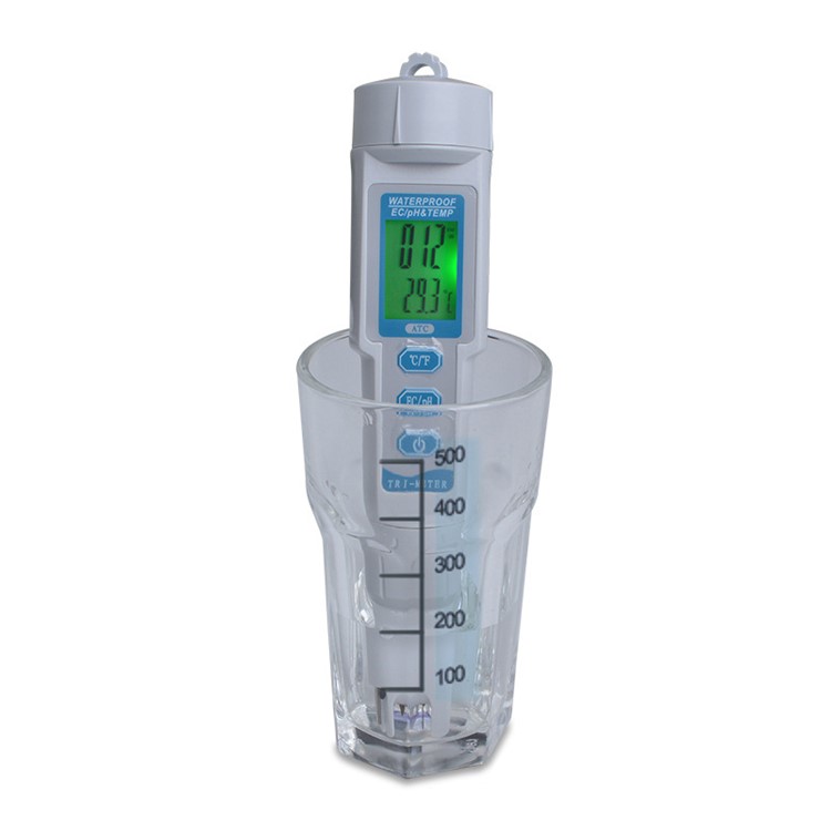 3-in-1 Portable PH/EC/TEMP Meter Trimeter Pen Type Water Quality Monitor Tester Detector - White-6
