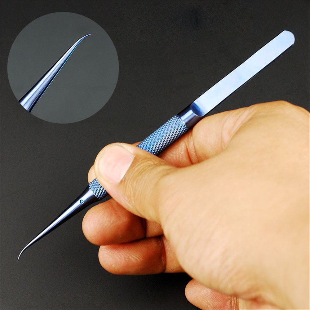 0.15mm Fingerprint Jump Wire Tweezer Titanium Alloy for Mobile Phone Mainboard Maintenance - Curved Tip-1
