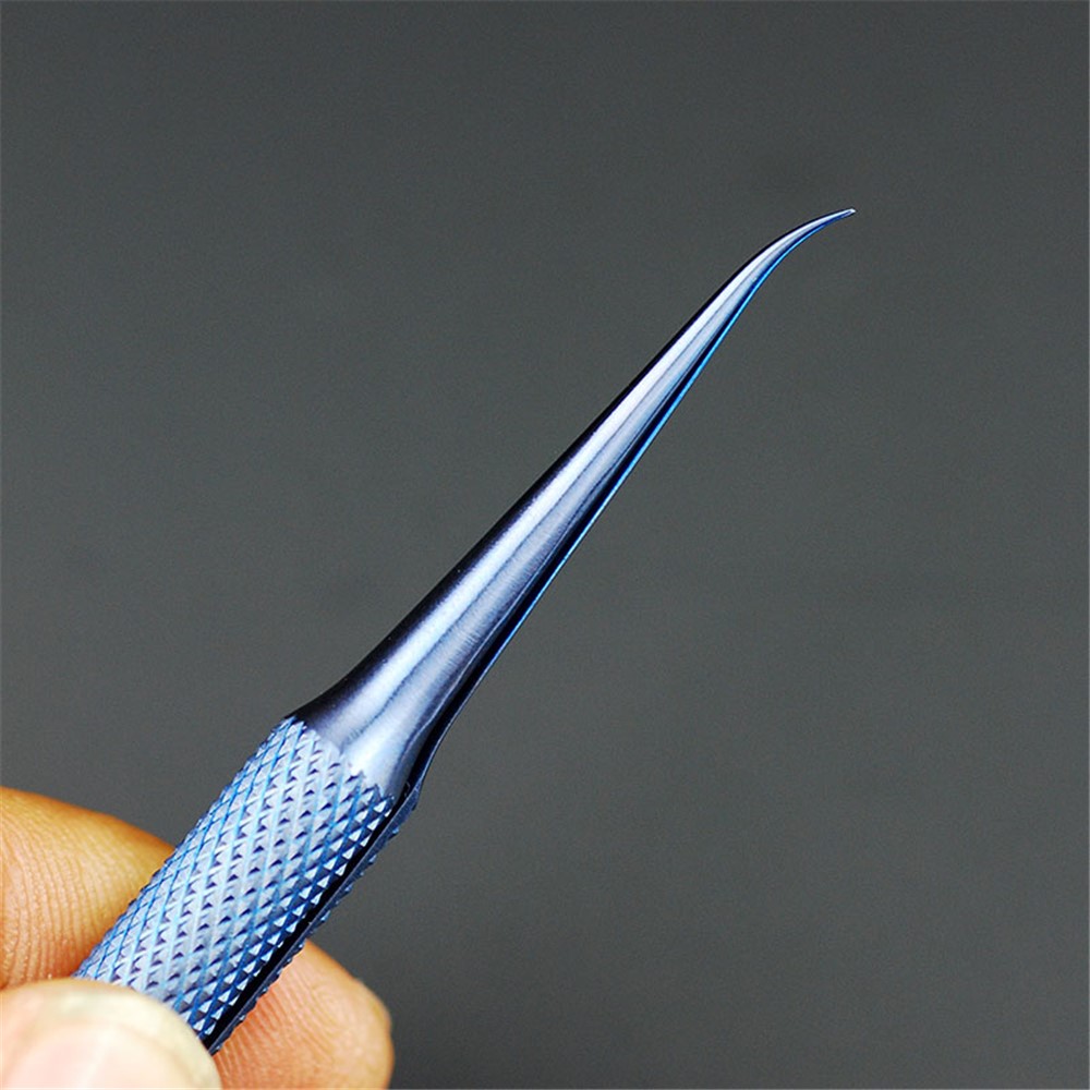 0.15mm Fingerprint Jump Wire Tweezer Titanium Alloy for Mobile Phone Mainboard Maintenance - Curved Tip-2