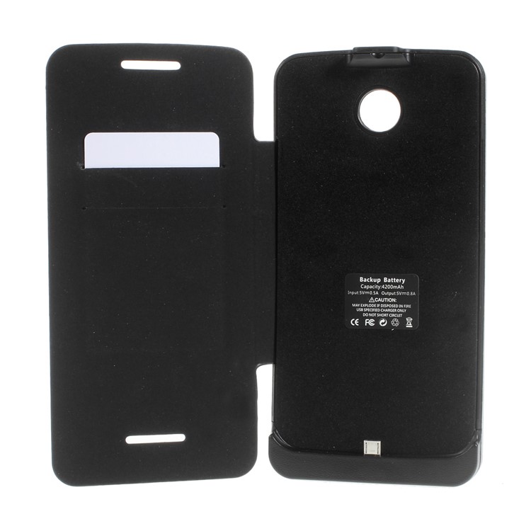 4200mAh Leather Backup Battery Charger Case for Motorola Nexus 6 XT1103 XT1100 - Black-2