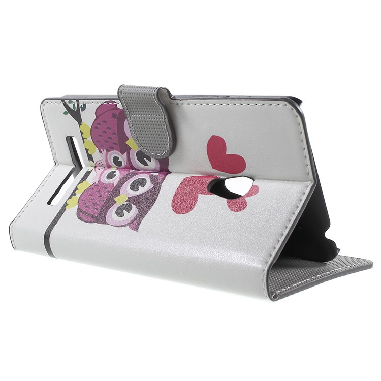 Magnetic Leather Stand Case for Asus Zenfone 5 A500KL A500CG (2014) / A501CG (2015) - Three Owls and Hearts-3