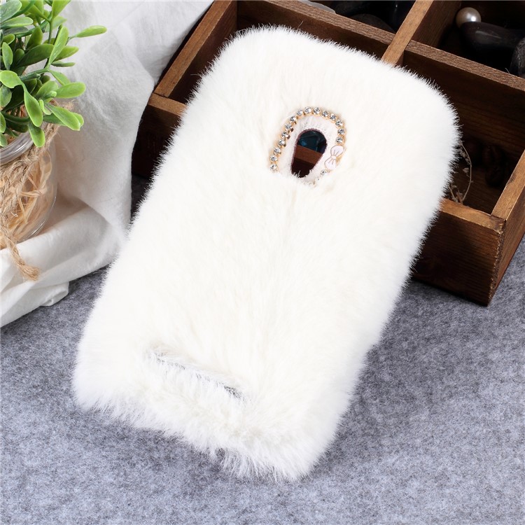 Soft Fur Coated Rhinestone TPU Back Case for Asus Zenfone 5 Lite A502CG (2014) - White-1