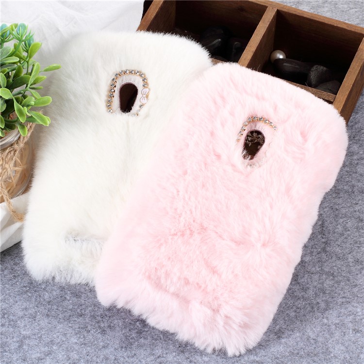 Soft Fur Coated Rhinestone TPU Back Case for Asus Zenfone 5 Lite A502CG (2014) - White-2