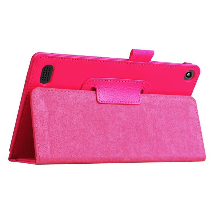 For Amazon Fire HD 8 (2017) Stand Leather Tablet Case Litchi Texture - Rose-3
