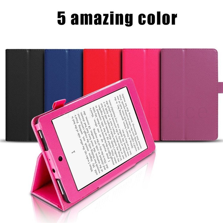For Amazon Fire HD 8 (2017) Stand Leather Tablet Case Litchi Texture - Rose-5