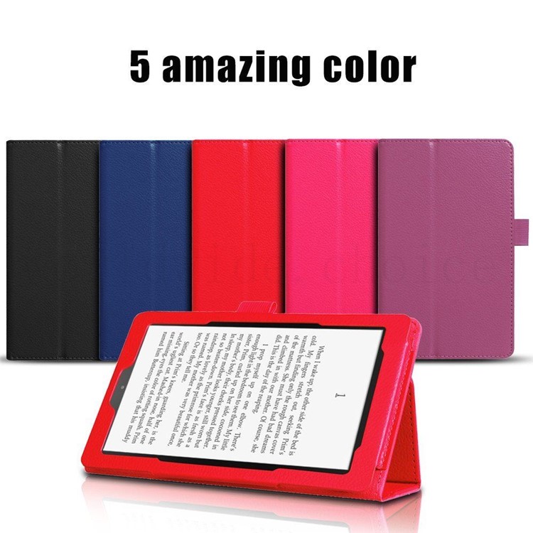 For Amazon Fire HD 8 (2017) Stand Leather Tablet Case Litchi Texture - Rose-7