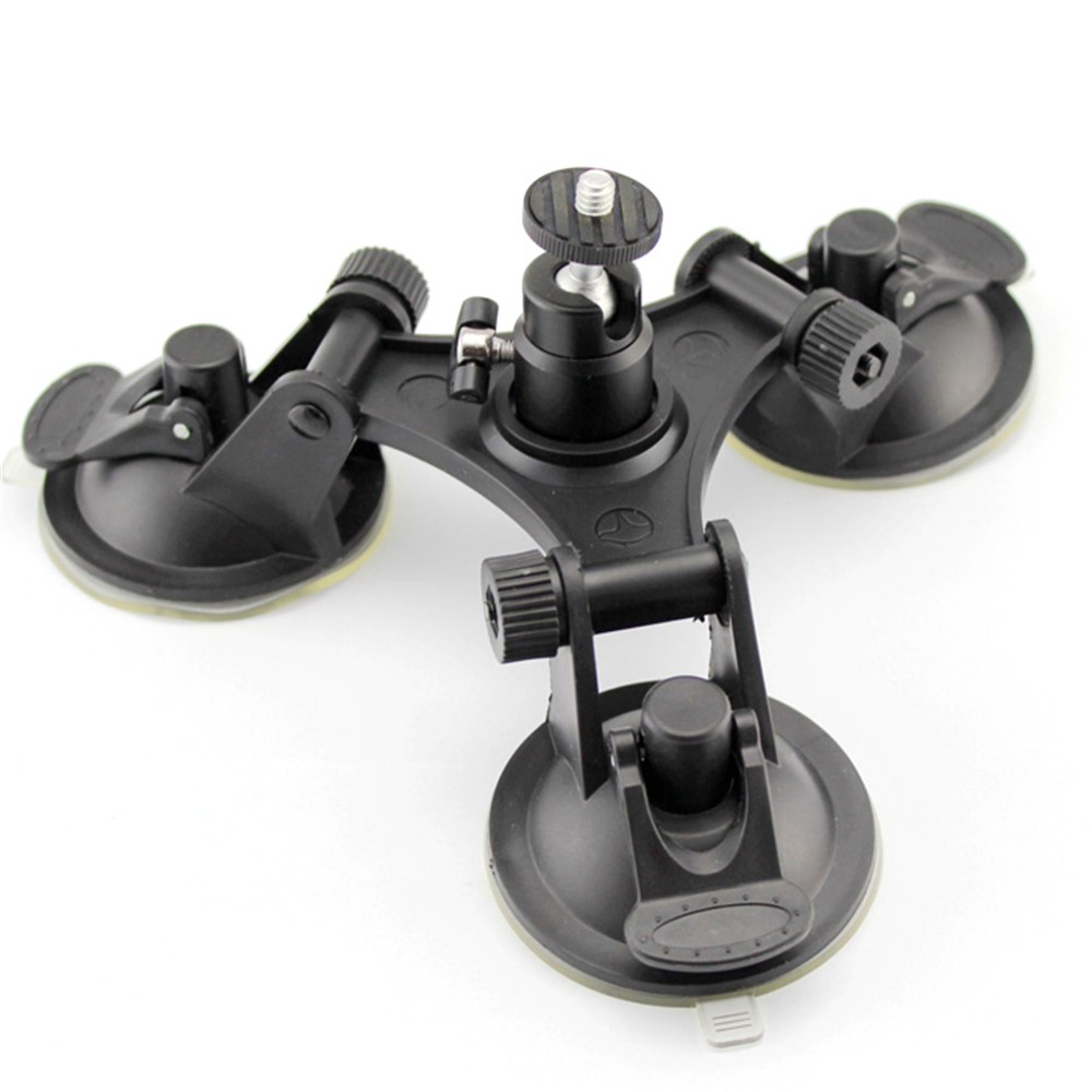 Triple Suction Cup Mount for GoPro Series Cameras with Ball Head Tripod 1/4" Mount-2
