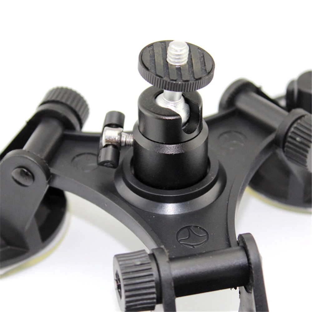 Triple Suction Cup Mount for GoPro Series Cameras with Ball Head Tripod 1/4" Mount-3
