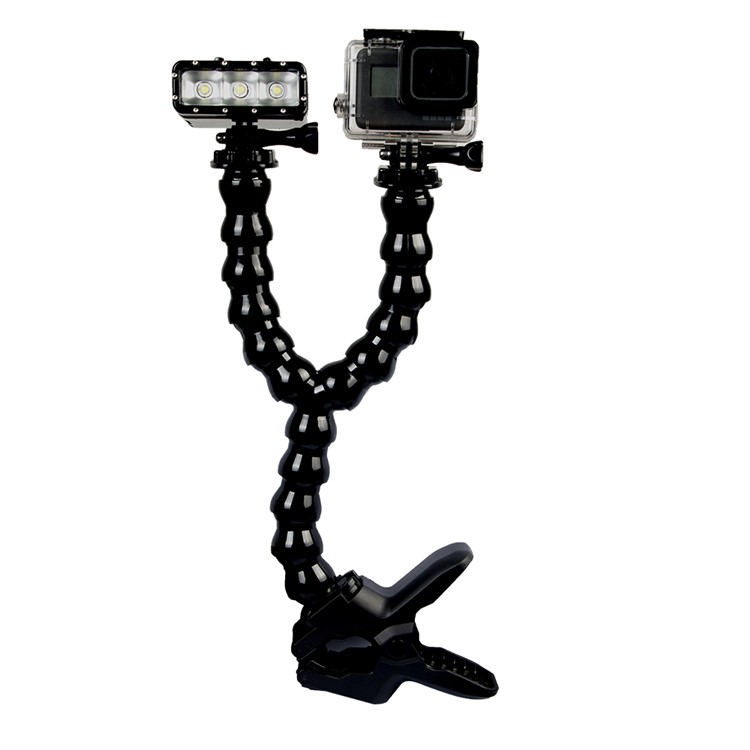 Dual Snake Arm Jaws Flex Clamp Mount for GoPro Hero 6/5/4 Session/4/3+/3/2/1, SJ4000/SJ5000/SJ6000, Xiaomi Yi-7