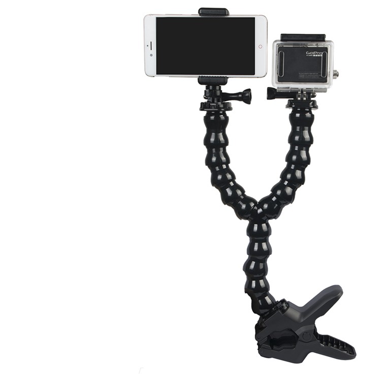 Dual Snake Arm Jaws Flex Clamp Mount for GoPro Hero 6/5/4 Session/4/3+/3/2/1, SJ4000/SJ5000/SJ6000, Xiaomi Yi-8