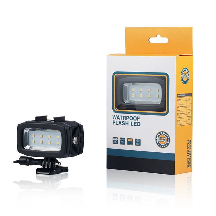 8-LED Underwater 30m 700LM Diving Lamp Waterproof LED Video Light Lamp for GoPro Sports Camera-5