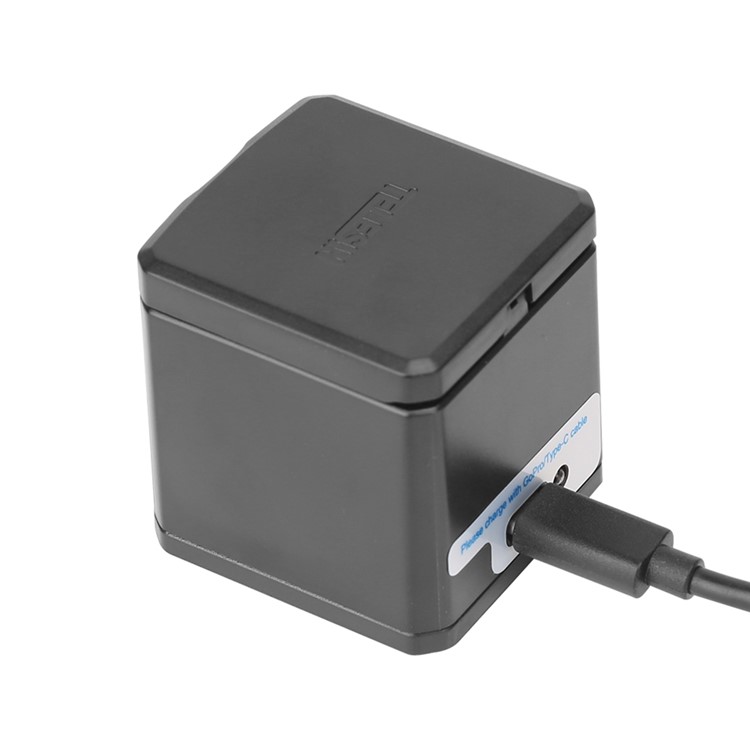TELESIN Caja De Carga De Almacenamiento De Batería De 3 Ranuras Con 2 Paquetes De Batería Para Gopro Hero 7 Black / Hero 5/6 Cámara De Acción-10