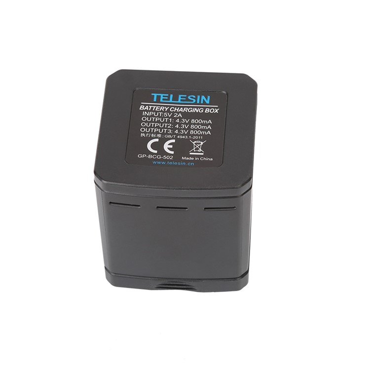TELESIN Caja De Carga De Almacenamiento De Batería De 3 Ranuras Con 2 Paquetes De Batería Para Gopro Hero 7 Black / Hero 5/6 Cámara De Acción-12