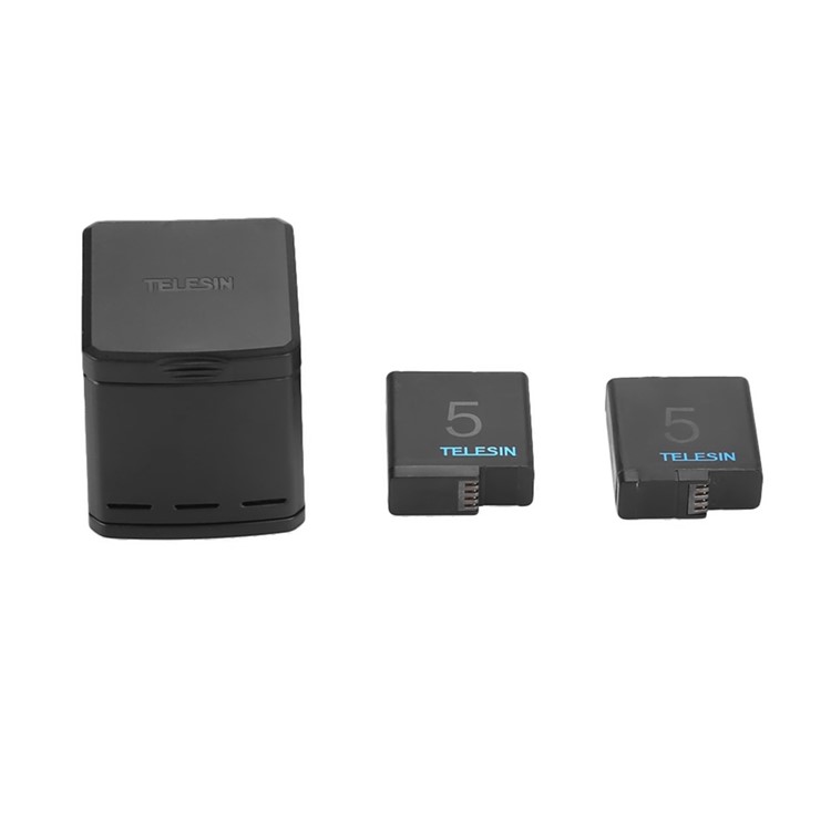 TELESIN Caja De Carga De Almacenamiento De Batería De 3 Ranuras Con 2 Paquetes De Batería Para Gopro Hero 7 Black / Hero 5/6 Cámara De Acción-3