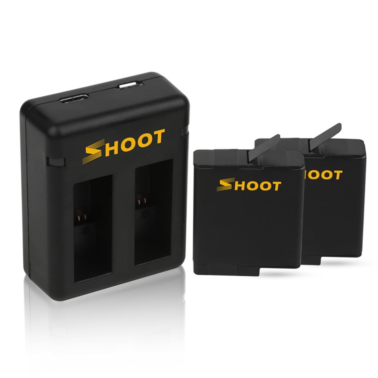 SHOOT XTGP374 2-Pack Rechargeable Batteries + 2-Port USB Charger for GoPro Hero 5/6-2