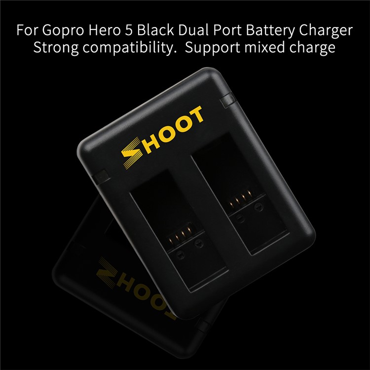 SHOOT XTGP374 2-Pack Rechargeable Batteries + 2-Port USB Charger for GoPro Hero 5/6-5