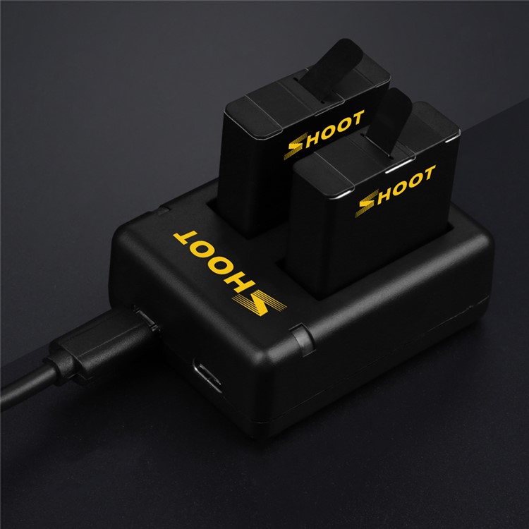SHOOT XTGP374 2-Pack Rechargeable Batteries + 2-Port USB Charger for GoPro Hero 5/6-6