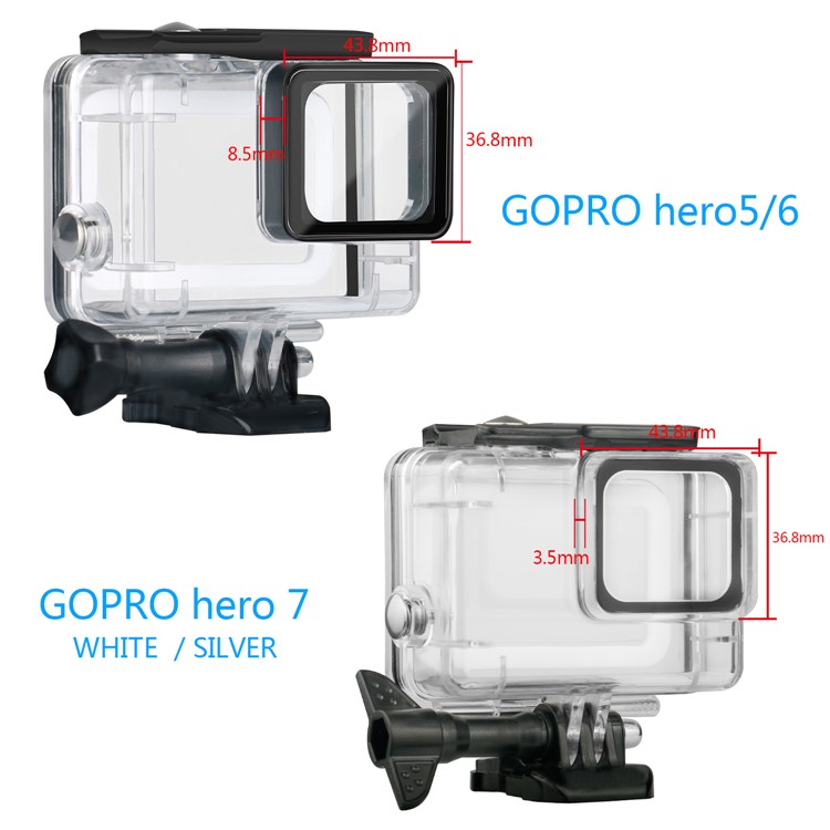 Para Gopro Hero7 Silver / IP70 Caixa De Habitação À Prova D 'água + Vidro Temperado + Adaptadores De Superfície + Anti Inserções De Nevoeiro Conjunto-16