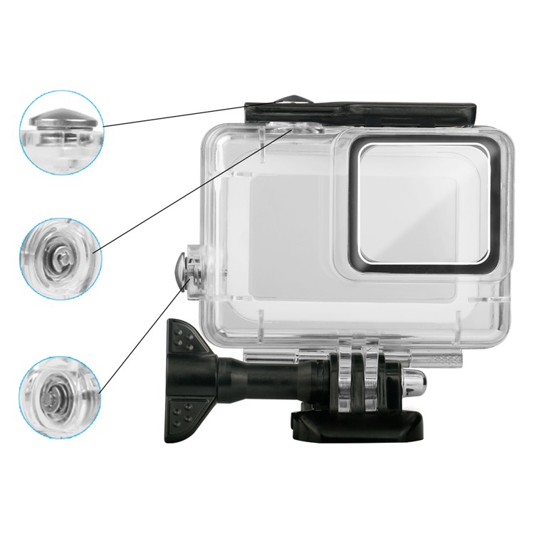 Para Gopro Hero7 Silver / IP70 Caixa De Habitação À Prova D 'água + Vidro Temperado + Adaptadores De Superfície + Anti Inserções De Nevoeiro Conjunto-8
