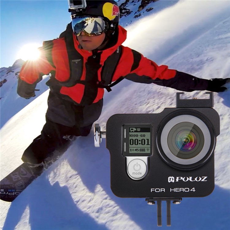 PULUZ PU140 Carcaça Shell Liga De Alumínio Câmera De Proteção Gaiola Com Frame UV Lens Filter Cap Para Gopro HERO4 - Preto-12