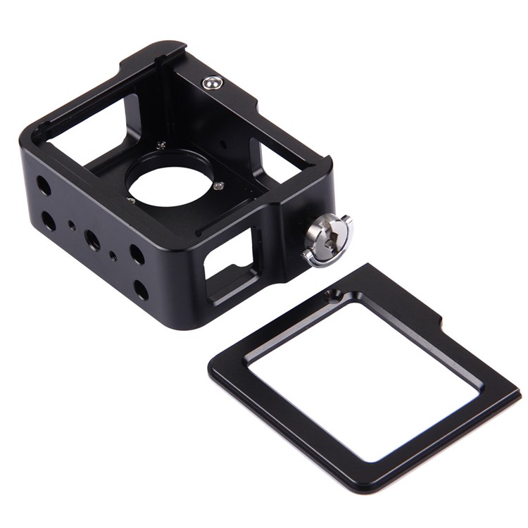 PULUZ PU140 Carcaça Shell Liga De Alumínio Câmera De Proteção Gaiola Com Frame UV Lens Filter Cap Para Gopro HERO4 - Preto-8