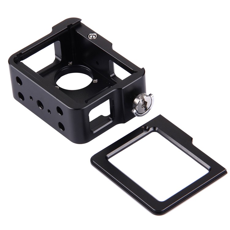 PULUZ PU140 Housing Shell Aluminum Alloy Camera Protective Cage with Frame UV Filter Lens Cap for Gopro HERO4 - Black-8