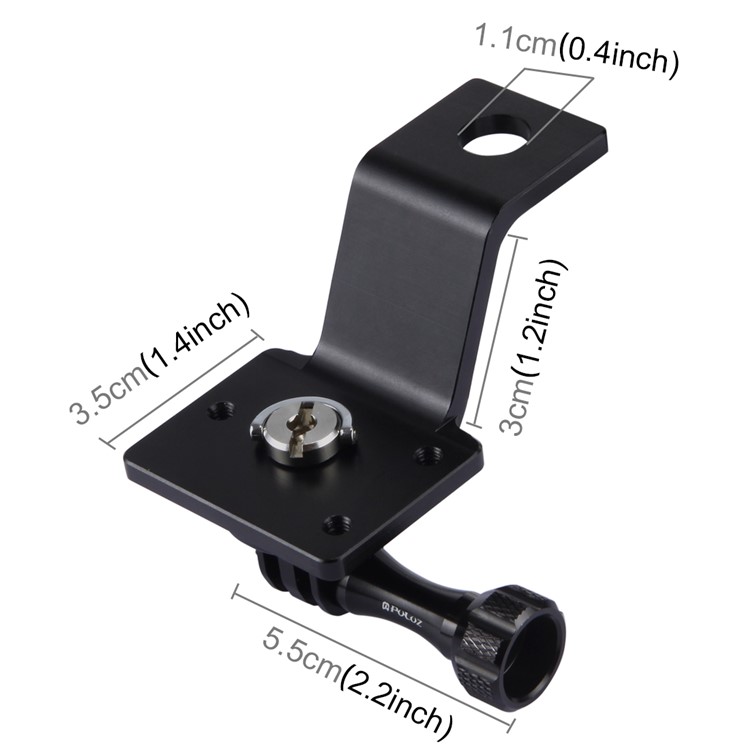 PULUZ PU114 Aluminum Alloy Motorcycle Fixed Holder Mount with Tripod Adapter and Screw for Sports Camera Accessories - Black-4