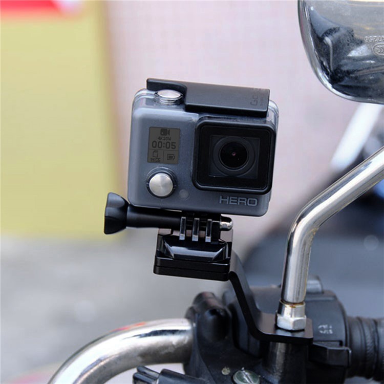 PULUZ PU114 Aluminum Alloy Motorcycle Fixed Holder Mount with Tripod Adapter and Screw for Sports Camera Accessories - Black-8