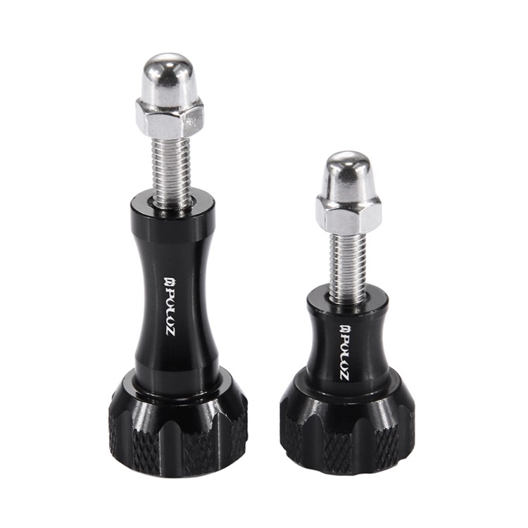 PULUZ CNC Aluminum Thumb Knob Stainless Bolt Nut Screw Set Long + Short for GoPro Hero3+/3 - Black-1