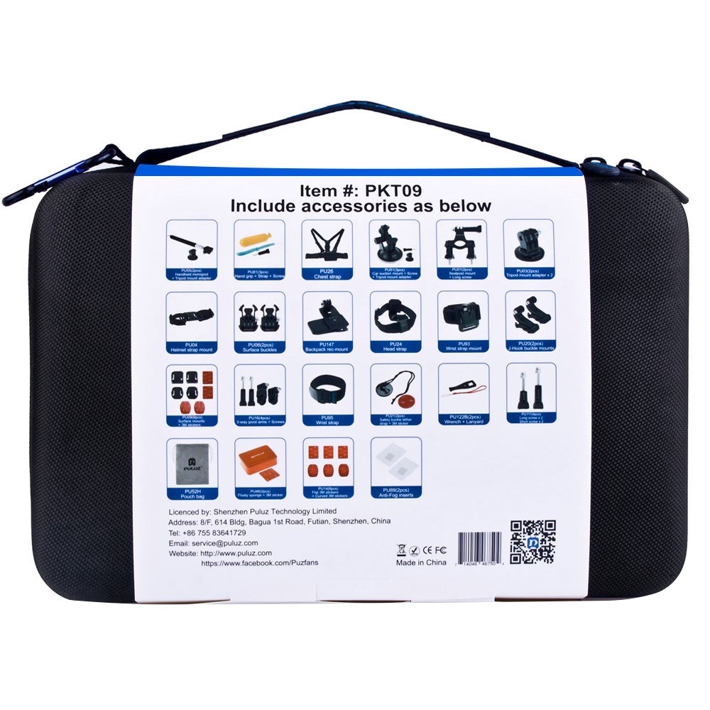 PULUZ PKT09 Support De Jeu D’action Portable 53 En 1 Pour GoPro Hero 4/3 + / 3/2/1 Sj4000 / 5000/6000 / Xiaomi Yi-16