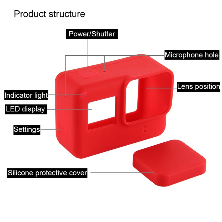 PULUZ PU189 Silicone Protective Housing Frame Case and Lens Cap for GoPro Hero 5/6/7 - Red-5