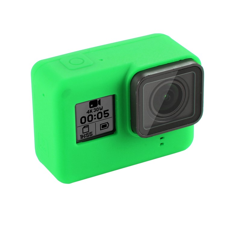 Caso De Quadro De Habitação Protetora De Silicone PULUZ PU189 E Tampa De Lente Para Herói Gopro 5/6/7 - Verde-3