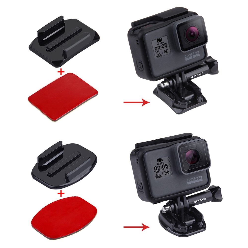 PULUZ 2PCS Curved Surface Mounts + 2PCS Flat Surface Mounts + 4PCS Adhesive Mount Stickers for GoPro Hero 6 / 5 / 5 Session / 4 Session-4