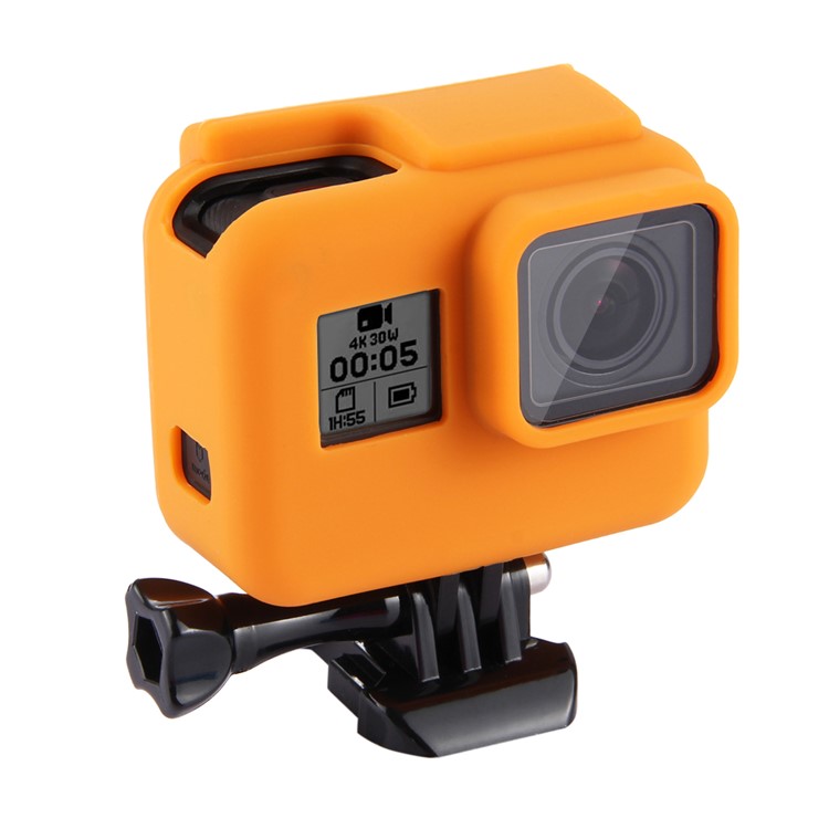 PULUZ PU190 Silicone Case and Lens Cover for GoPro Hero 5 with Frame - Orange-1