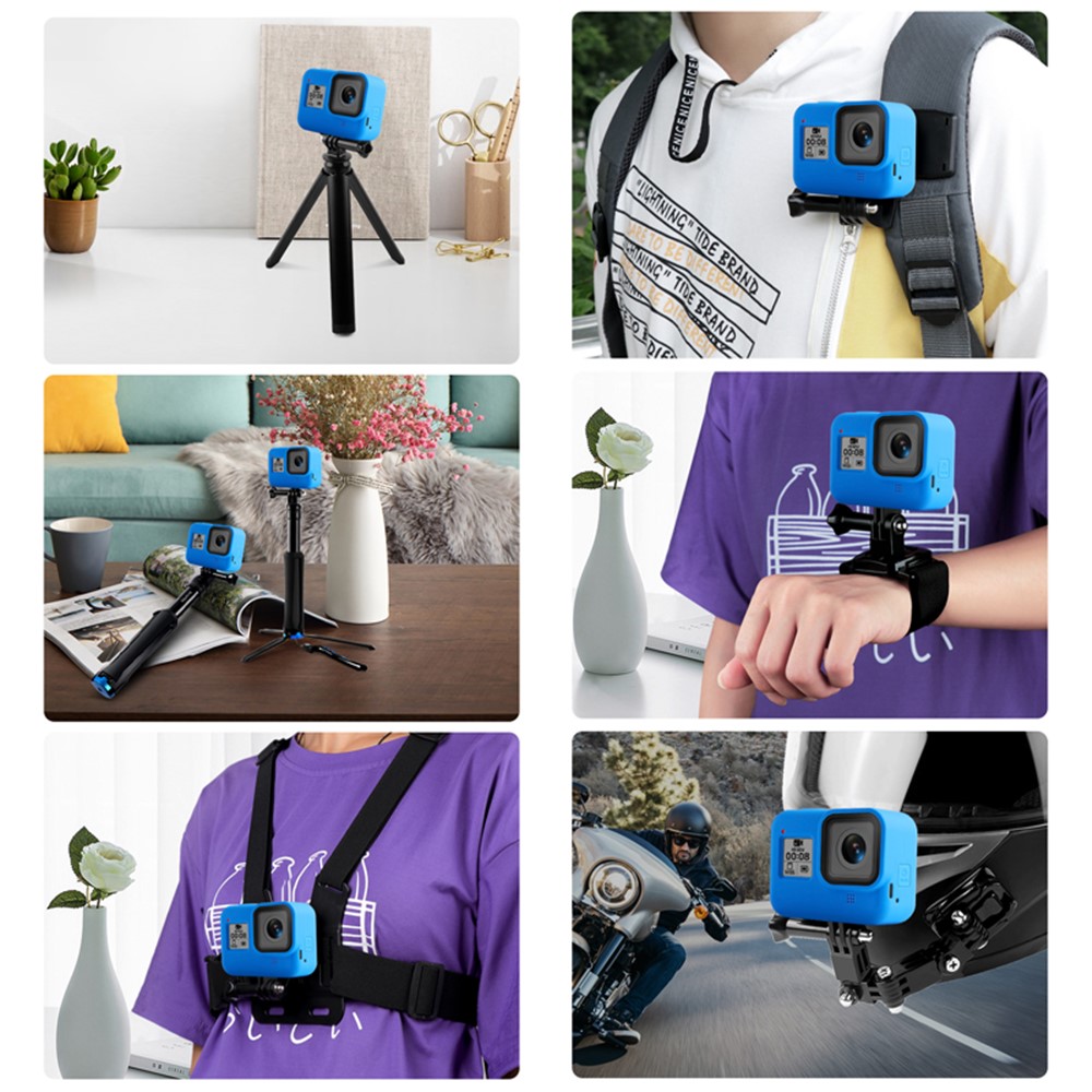 Caso De La Protección De Silicona Suave Para GoPro Héroe 8 - Azul-2