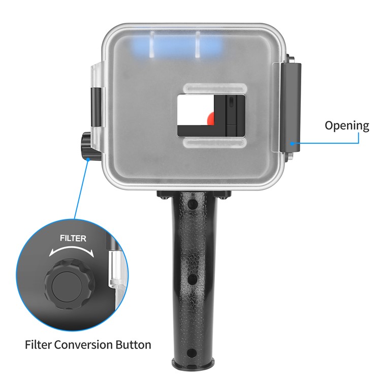 Diving Underwater Light 35M Waterproof Case LED Flashlight with Red Filter and Shutter Trigger for Gopro Hero 5/6/7-4