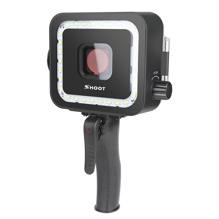 Diving Underwater Light 35M Waterproof Case LED Flashlight with Red Filter and Shutter Trigger for Gopro Hero 5/6/7-6