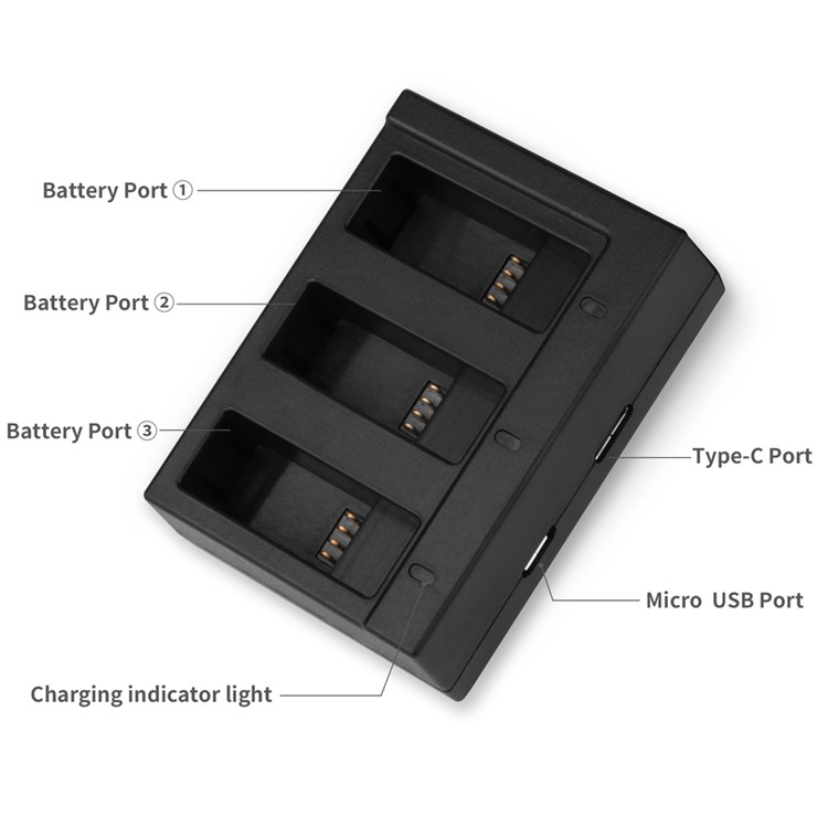 SHOOT Three Ports USB Charger with Batteries for GoPro Hero 6 5 7 Charging Accessories-3