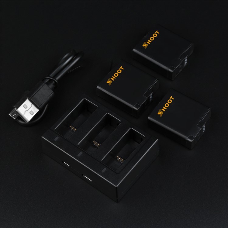 SHOOT Three Ports USB Charger with Batteries for GoPro Hero 6 5 7 Charging Accessories-8