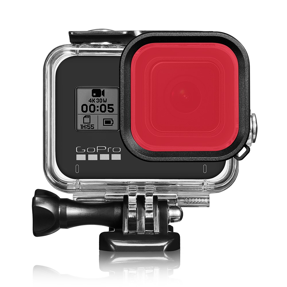 Para GoPro 8 Funda Impermeable + Filtro Rosa Púrpura Rojo