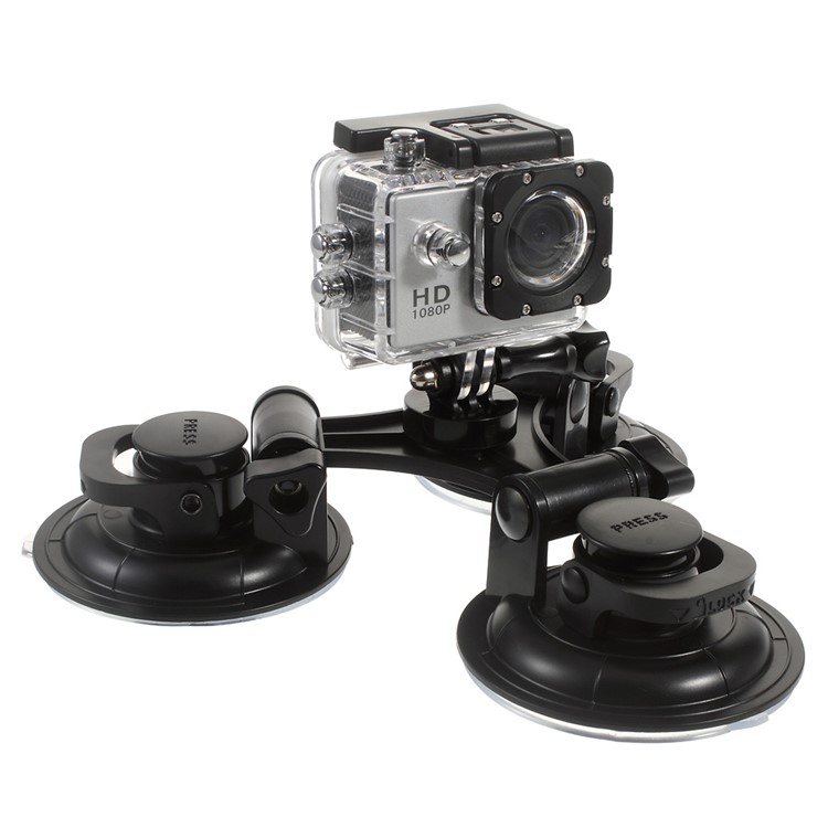 AT568 9cm 3 Suction Cups Mount for GoPro Xiaoyi Camera with 1/4 inch