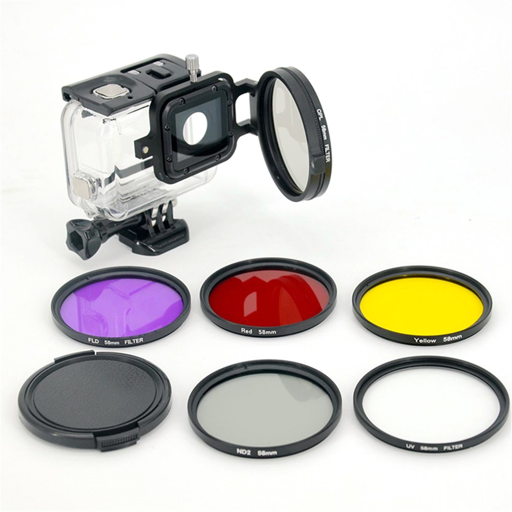 LINGLE 58mm Filter Lens Kit for GoPro Hero 5 Black Waterproof Housing