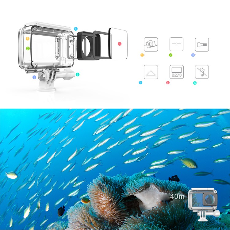 XIAOYI YI 40m Underwater Anti-scratch Waterproof Camera Housing Case for Xiaoyi 4K-6