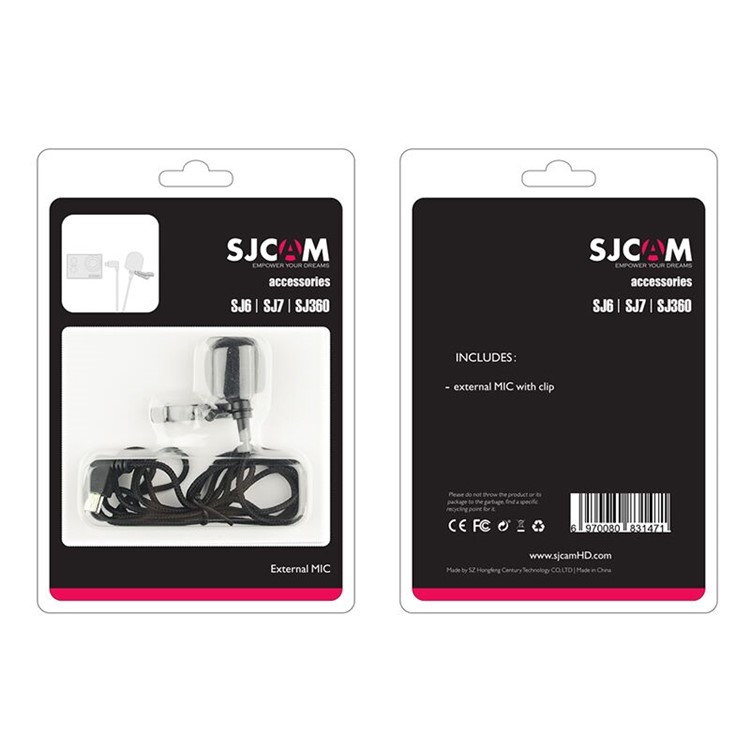 SJCAM External Microphone with Clip for SJCAM SJ6 / SJ7 / SJ360 Action Camera (Short Version) - Black-2