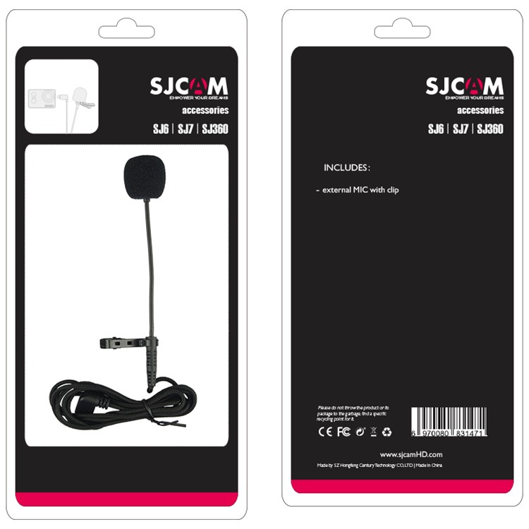 SJCAM External Microphone with Metal Clip for SJCAM SJ6 / SJ7 / SJ360 Action Camera (Long Version) - Black-5